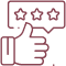 Thumbs up hand with three-star rating badge representing customer satisfaction and positive reviews.